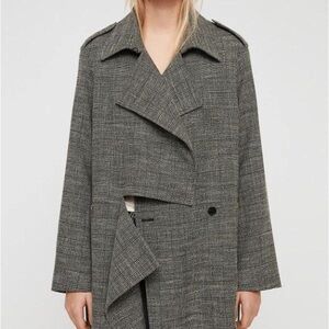 EUC All Saints Checkered Mac Trench Coat Size M